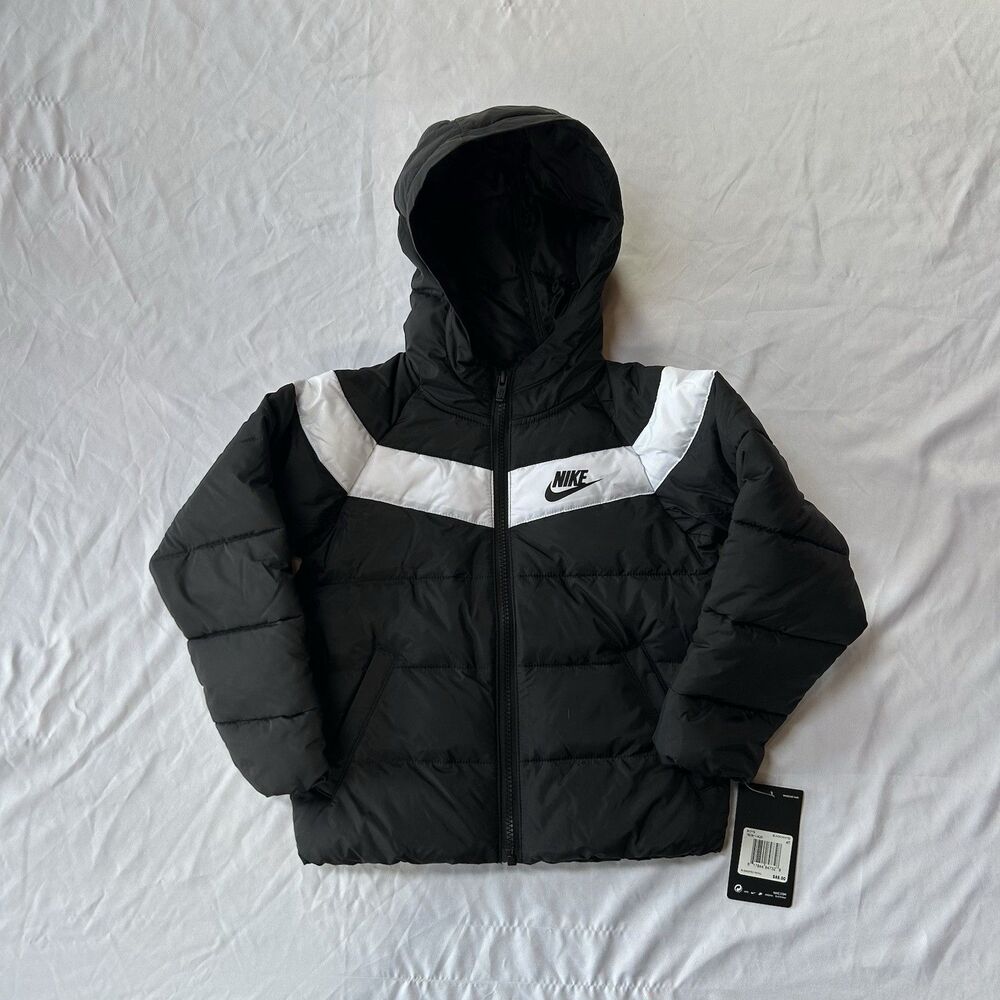 Nike Toddler Boy's Synthetic Fill Jacket Size 4T Black White 76D911-K25 New Zip